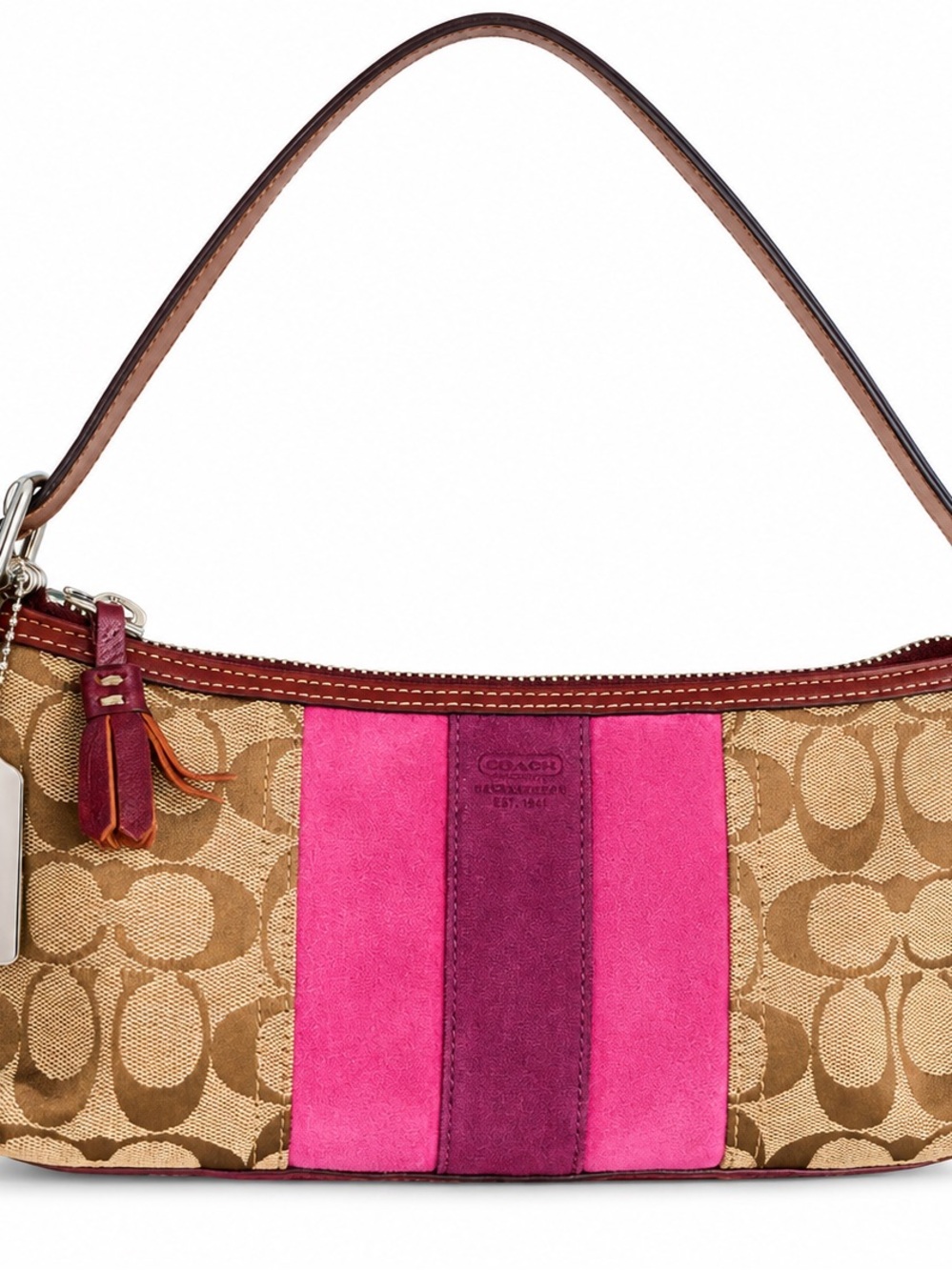 Coach Y2K signature pink and magenta stripe Demi bag